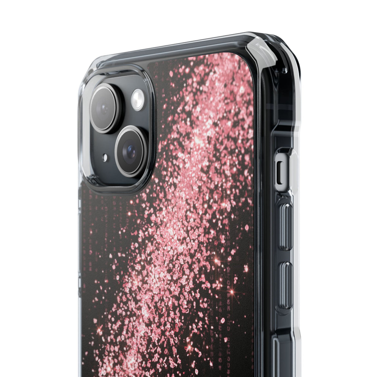 Rose Digital Cascade · Clear Impact Magnetic Phone Case for iPhone · Pink