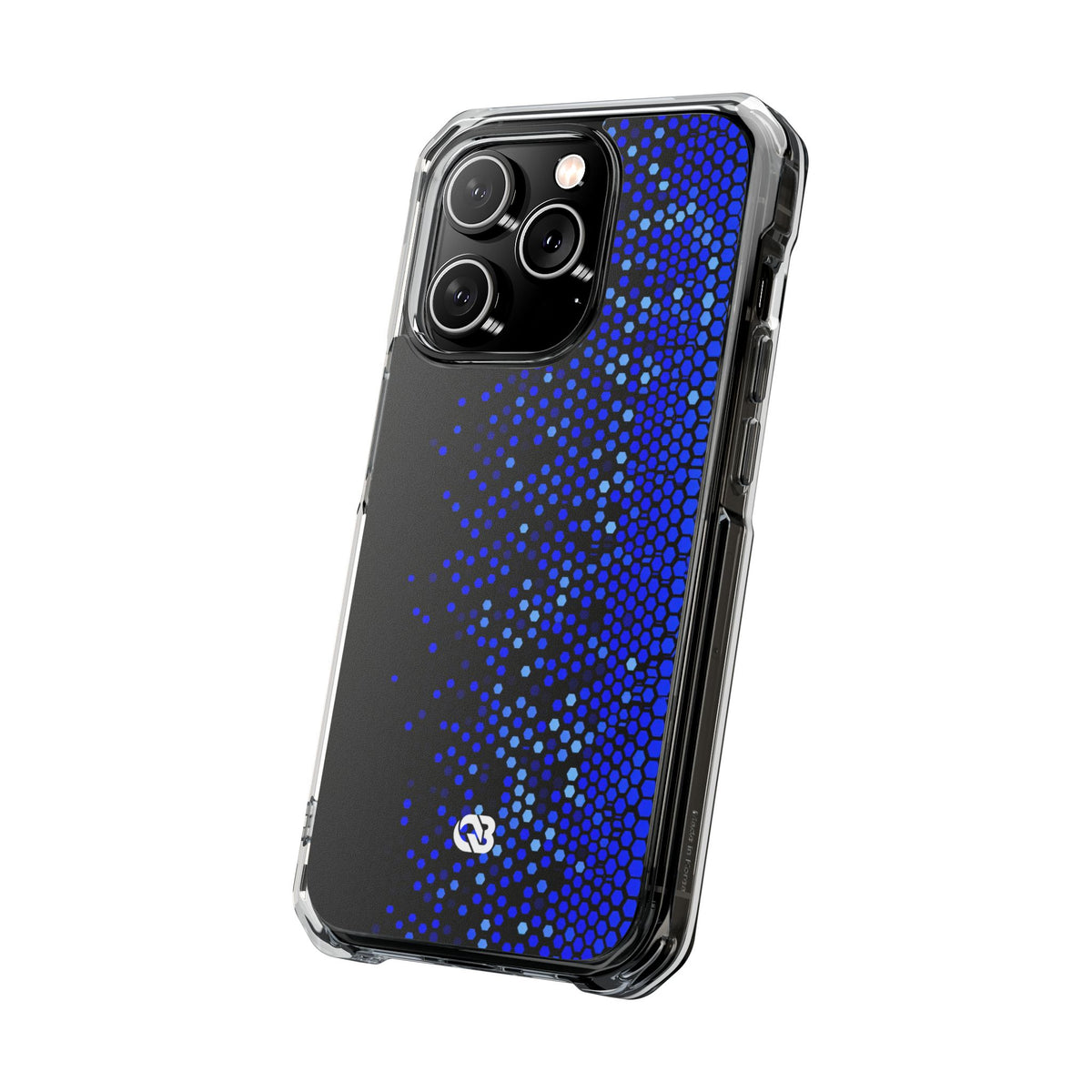 Cobalt Hex Dispersion · Clear Impact Magnetic Phone Case for iPhone · Blue
