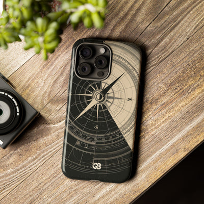 Beige Tough Phone Case for iPhone - Obsidian Nautical Blueprint