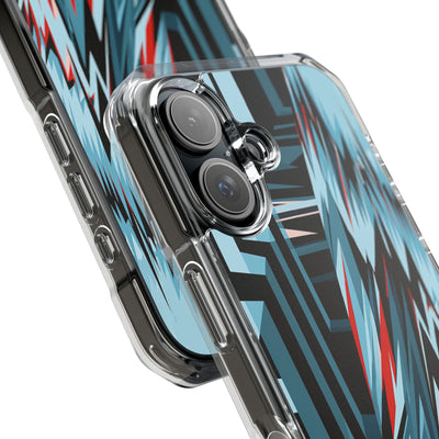 Blue Impact MagSafe Phone Case for iPhone - Glitch Peak Cyan