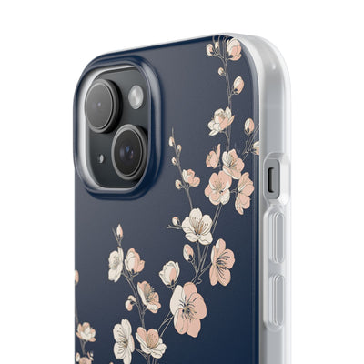 Blue Lite Phone Case for iPhone - Midnight Peach Sakura