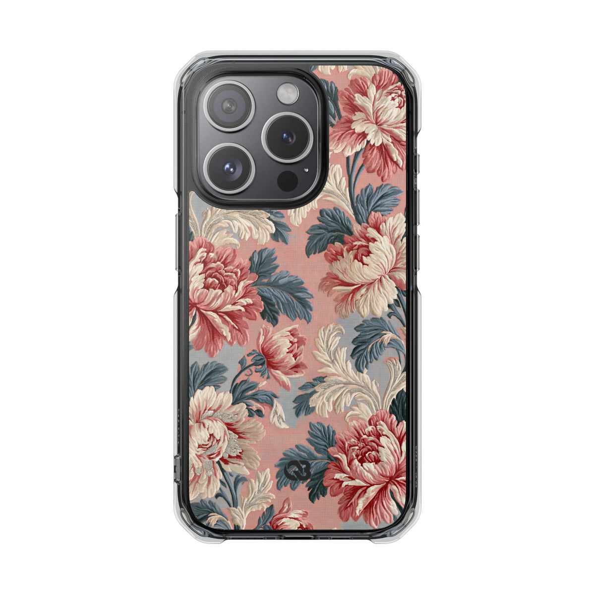 Blush Peony Jacquard · Clear Impact Magnetic Phone Case for iPhone ·  Pink