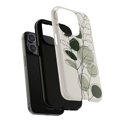 Green Tough 2.0 Magsafe Phone Case for iPhone - Muted Eucalyptus Sketch