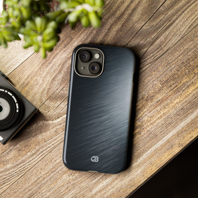 Grey Tough Phone Case for iPhone - Charcoal Brushed Steel