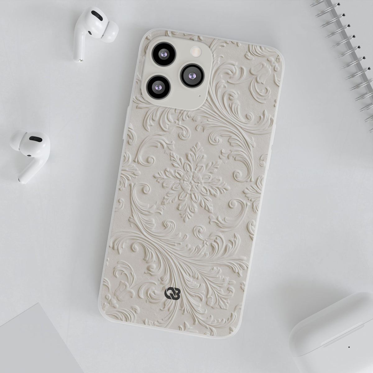 Ivory Baroque Relief · Lite Phone Case for iPhone ·  White