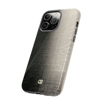 Beige Tough Phone Case for iPhone - Brutalist Graphite Grid