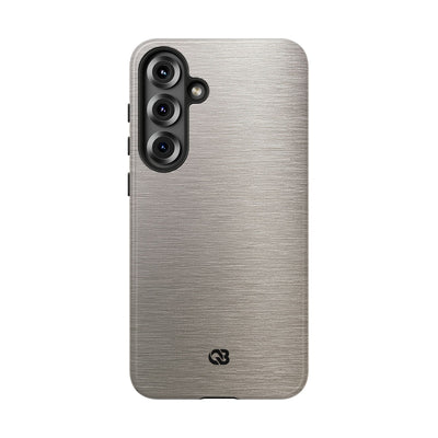 Grey Tough Phone Case for Samsung - Brushed Nickel Linen