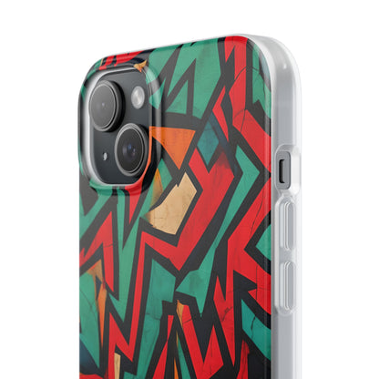 Crimson Zigzag iPhone 15 Plus Cover - Blød