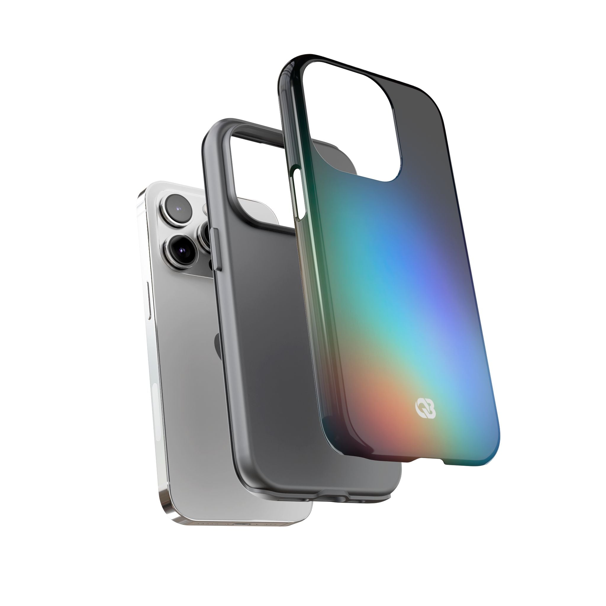 Black Tough Phone Case for iPhone - Electric Prism Grain