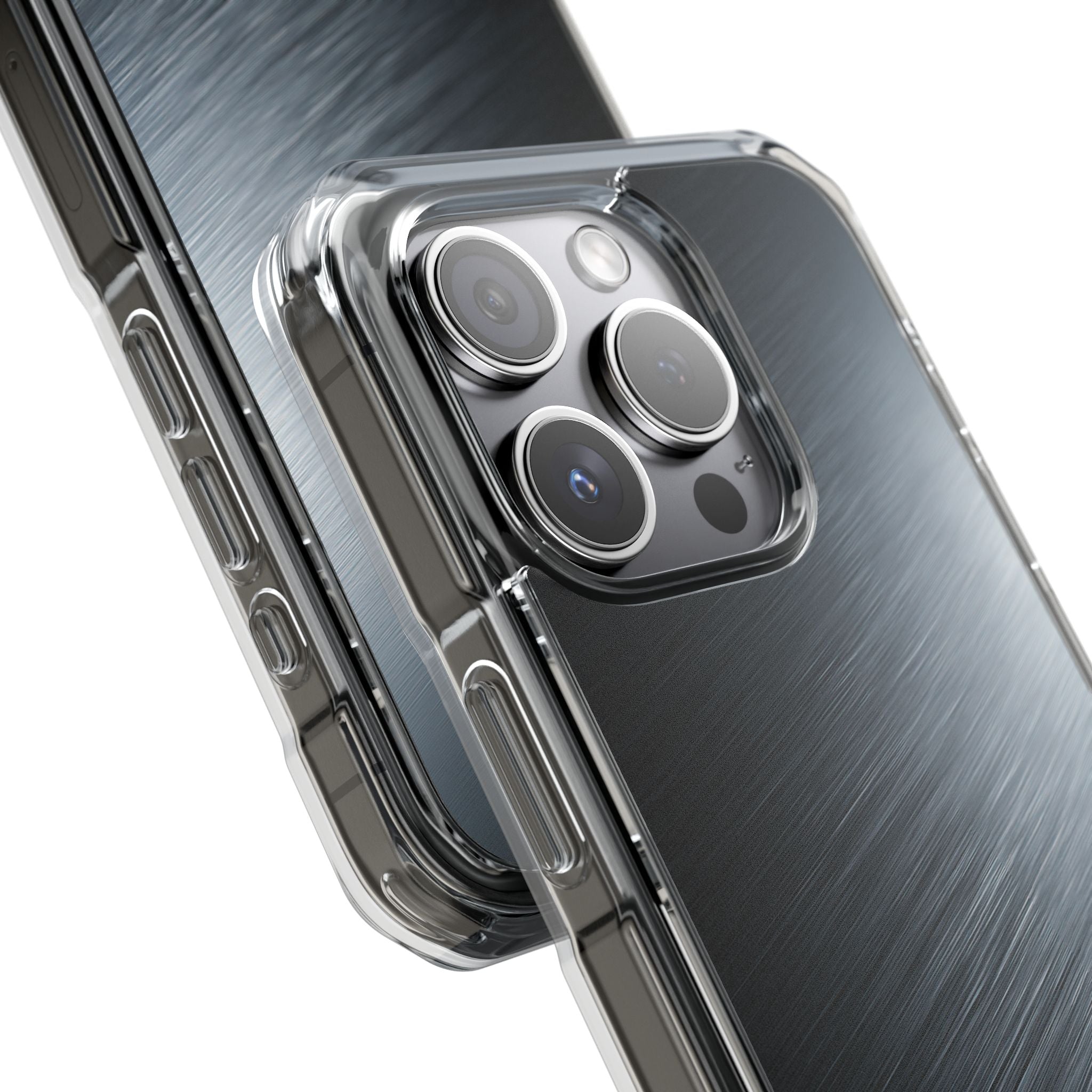 Grey Impact MagSafe Phone Case for iPhone - Charcoal Brushed Steel