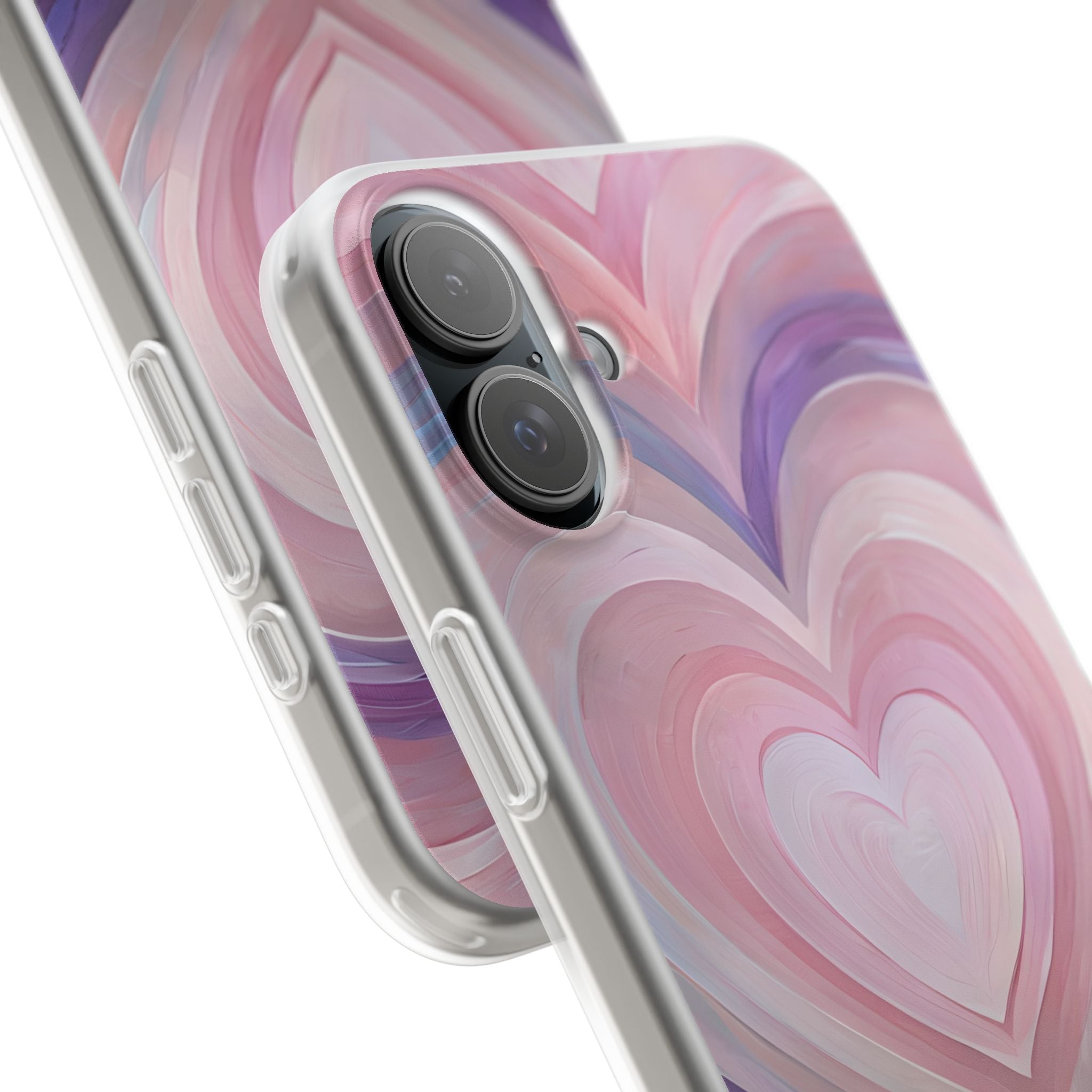 Lavender Pulse Hearts · Soft Mobilskal för iPhone