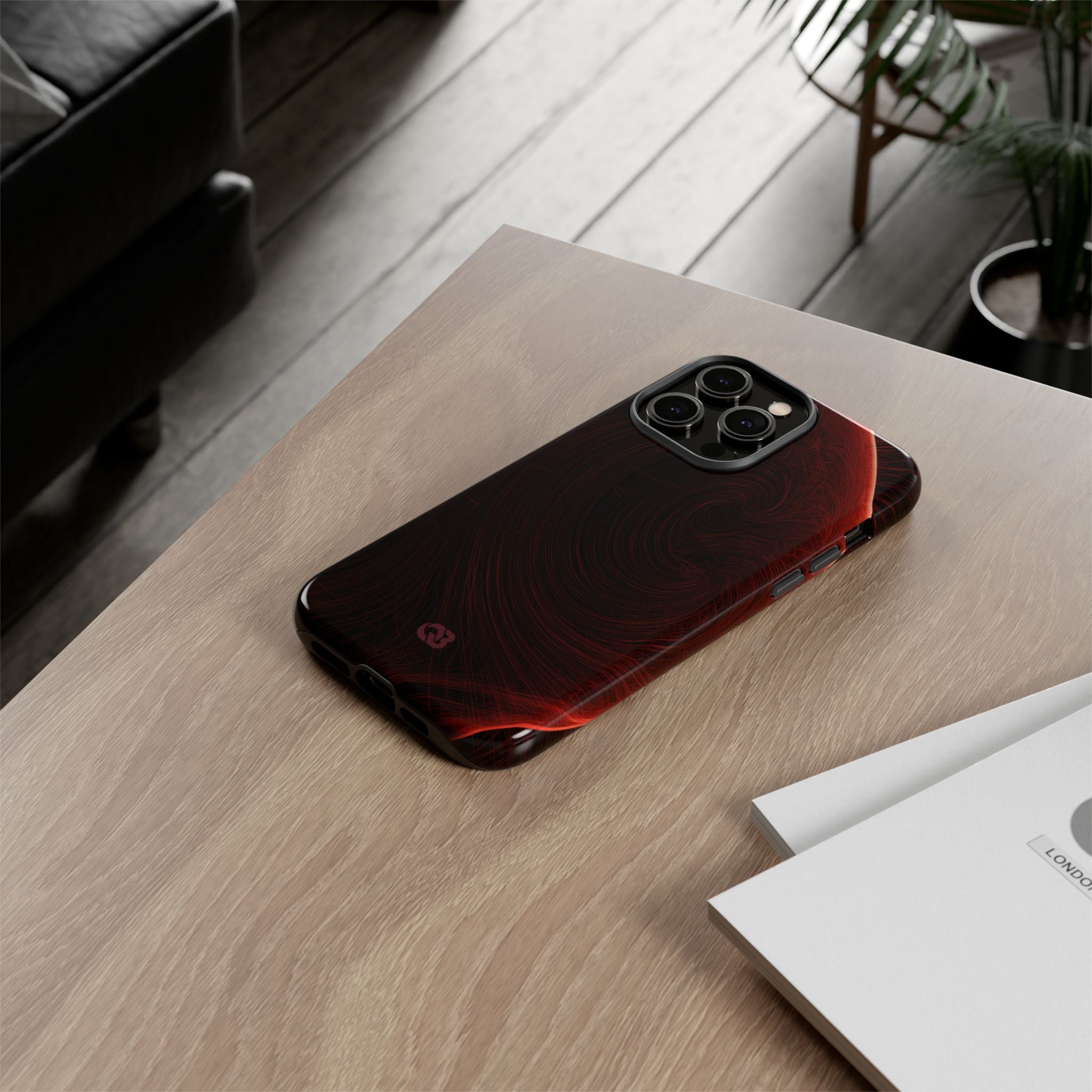 Red Tough Phone Case for iPhone - Crimson Flare Flux