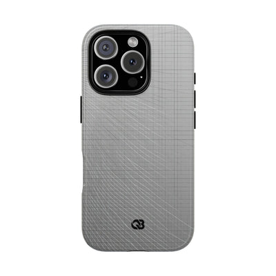 Grey Tough Phone Case for iPhone - Chrome Mesh Warp