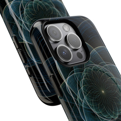 Blue Tough 2.0 Magsafe Phone Case for iPhone - Celestial Wireframe Bloom