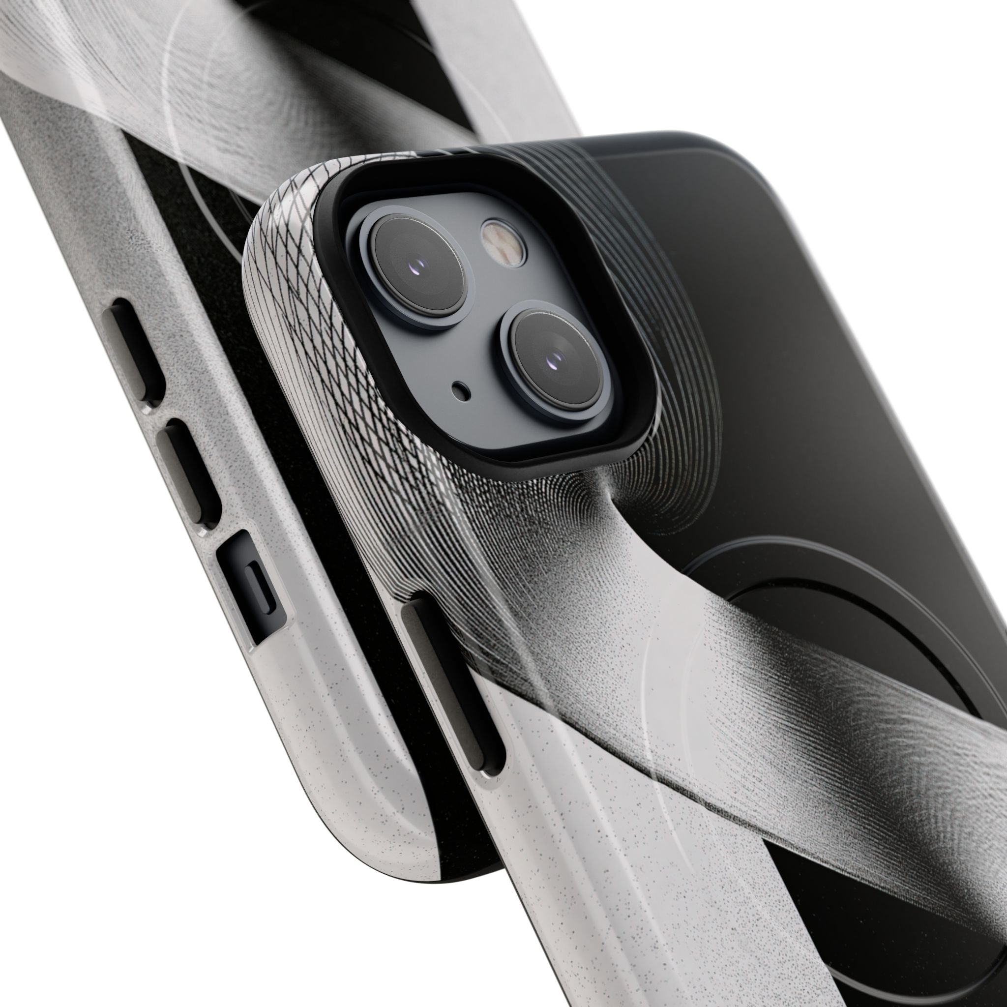 Grey Tough 2.0 Magsafe Phone Case for iPhone - Obsidian Moiré Wave