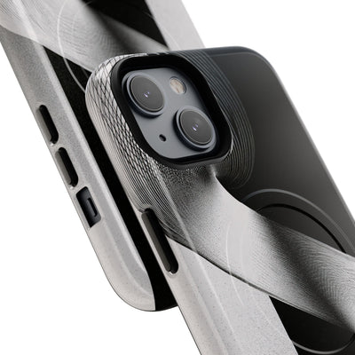 Grey Tough 2.0 Magsafe Phone Case for iPhone - Obsidian Moiré Wave