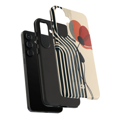 Beige Tough Phone Case for Samsung - Crimson Line Bloom