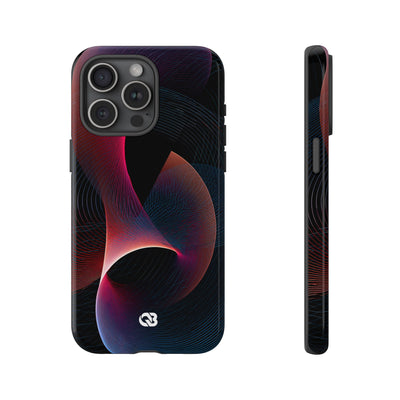 Black Tough Phone Case for iPhone - Cobalt Crimson Flux