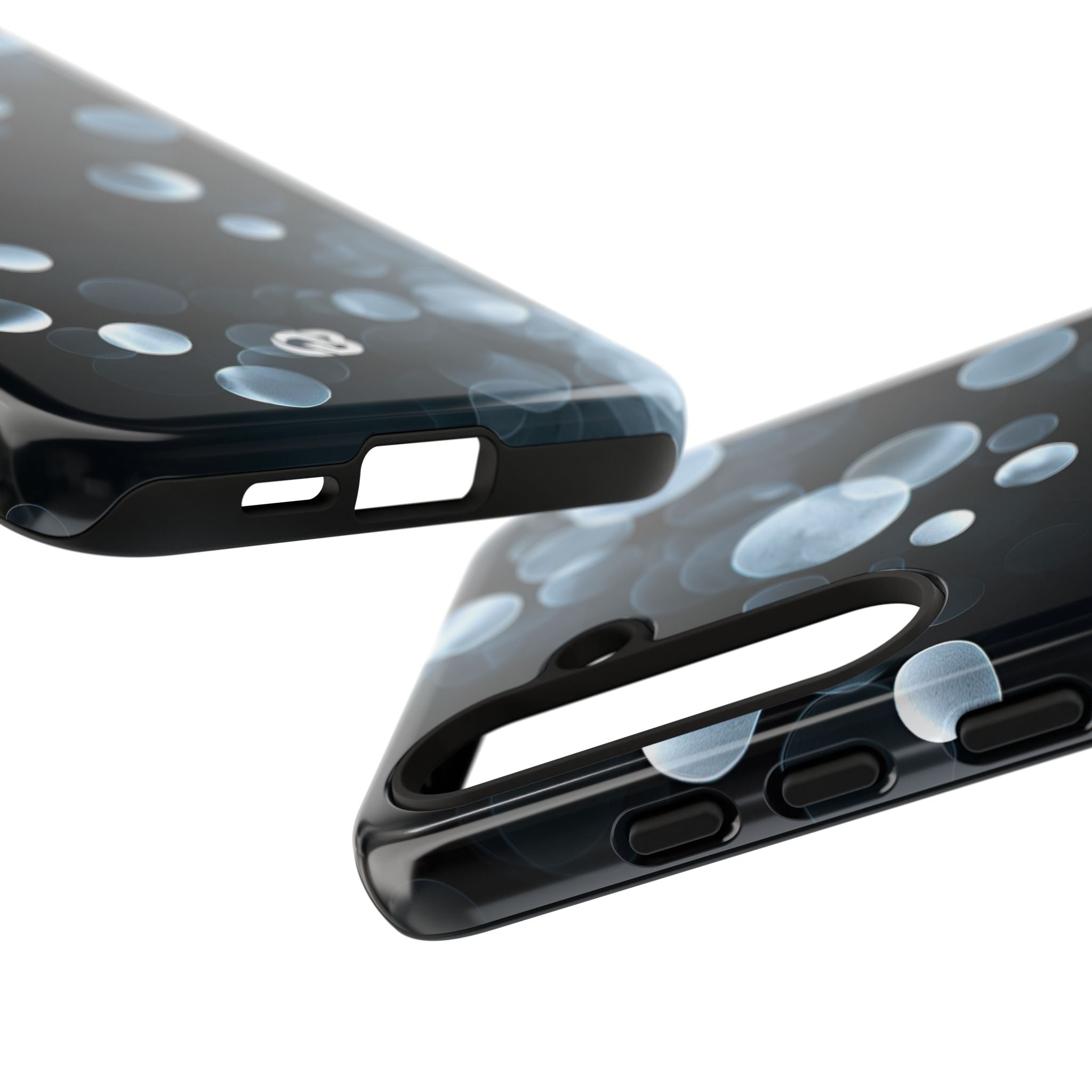 Black Tough Phone Case for Samsung - Silver Orbit Glow