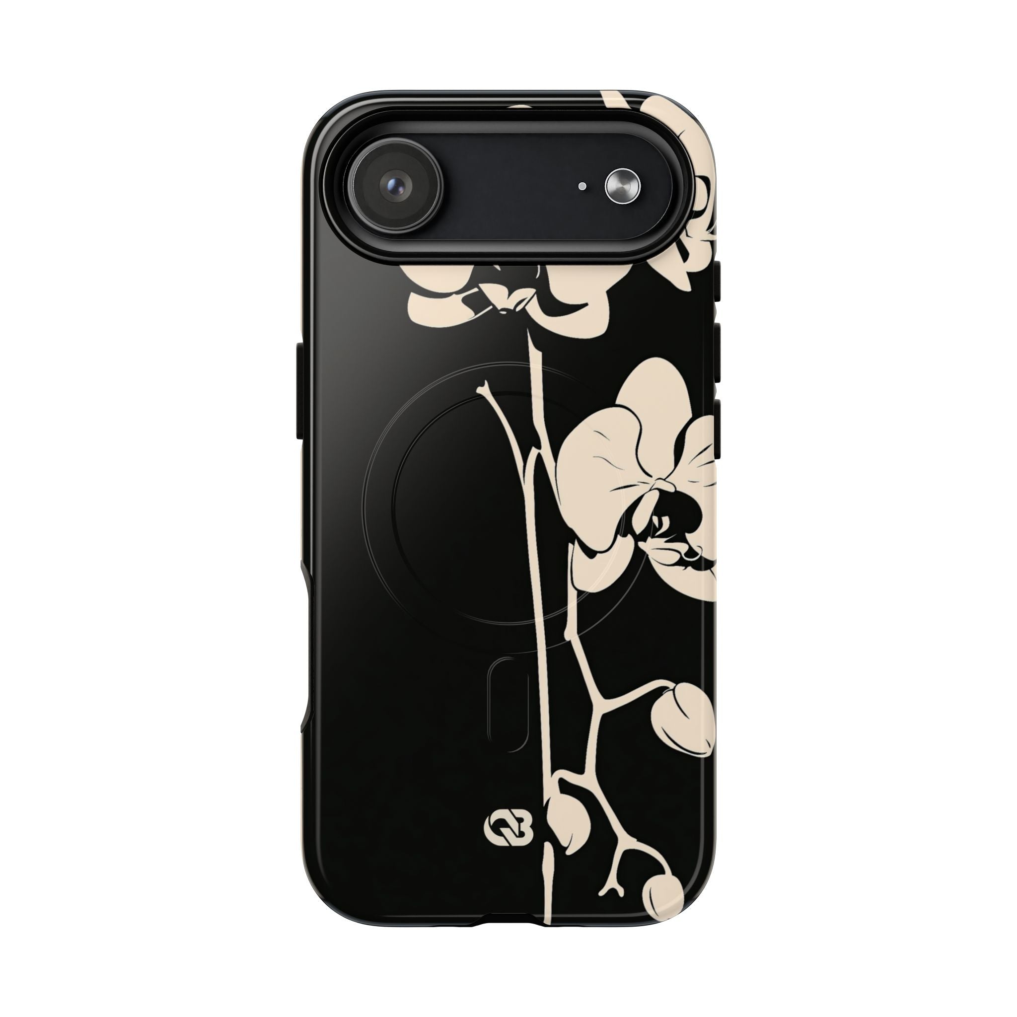 Black Tough 2.0 Magsafe Phone Case for iPhone - Obsidian Bone Orchid
