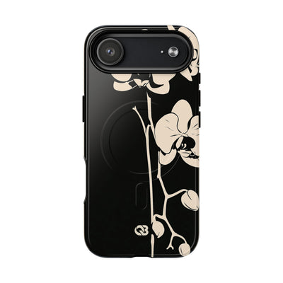 Black Tough 2.0 Magsafe Phone Case for iPhone - Obsidian Bone Orchid
