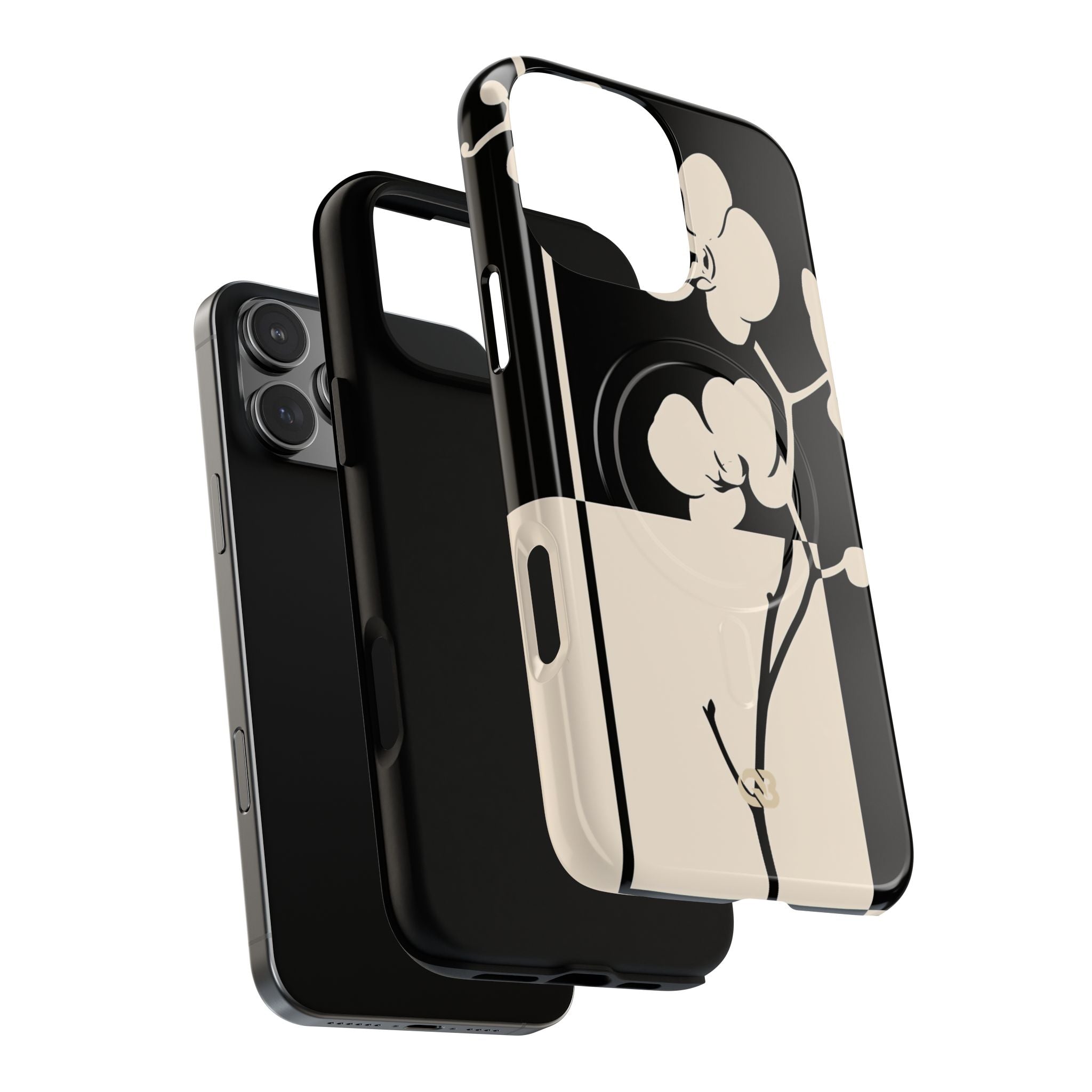 Beige Tough 2.0 Magsafe Phone Case for iPhone - Nocturnal Orchid Frame
