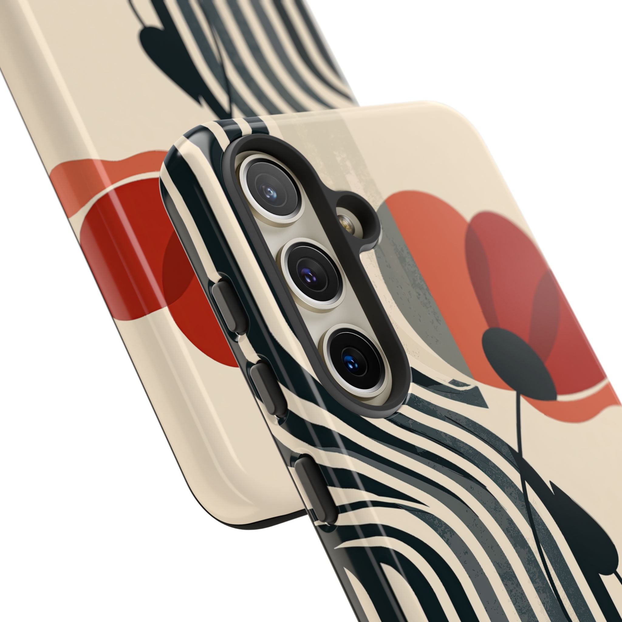 Beige Tough Phone Case for Samsung - Crimson Line Bloom
