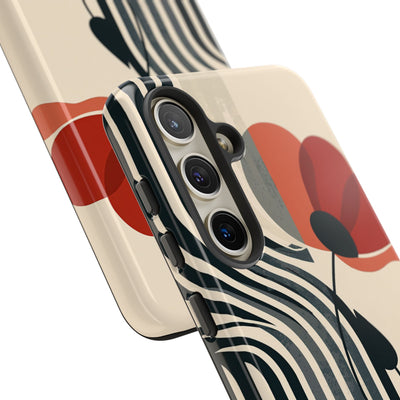 Beige Tough Phone Case for Samsung - Crimson Line Bloom
