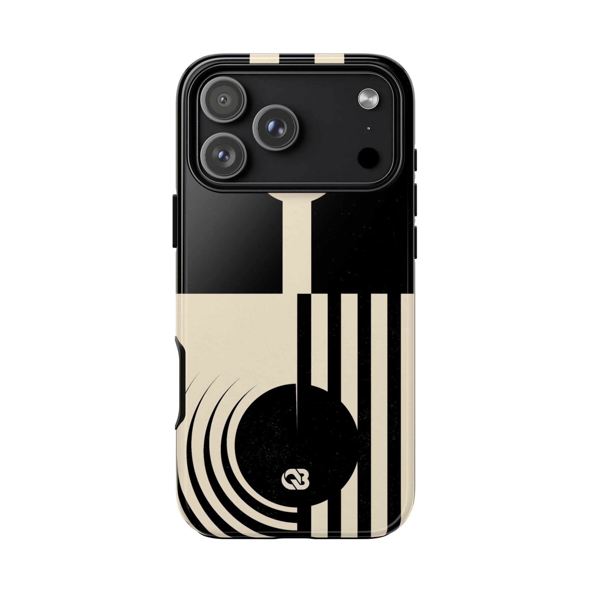 Black Tough Phone Case for iPhone - Ivory Signal Grid