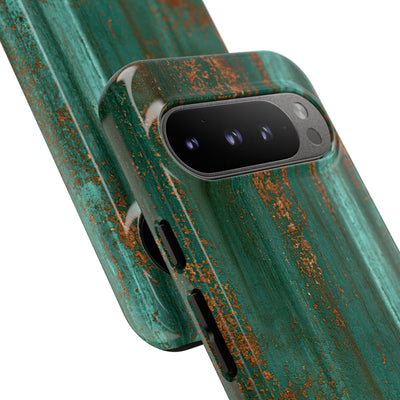 Teal Tough Phone Case for Google Pixel - Verdigris Copper Siding