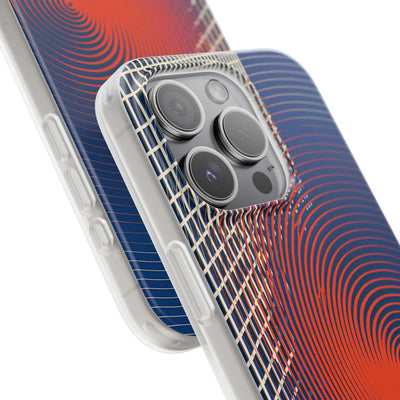 Blue Lite Phone Case for iPhone - Orange Orbit Grid
