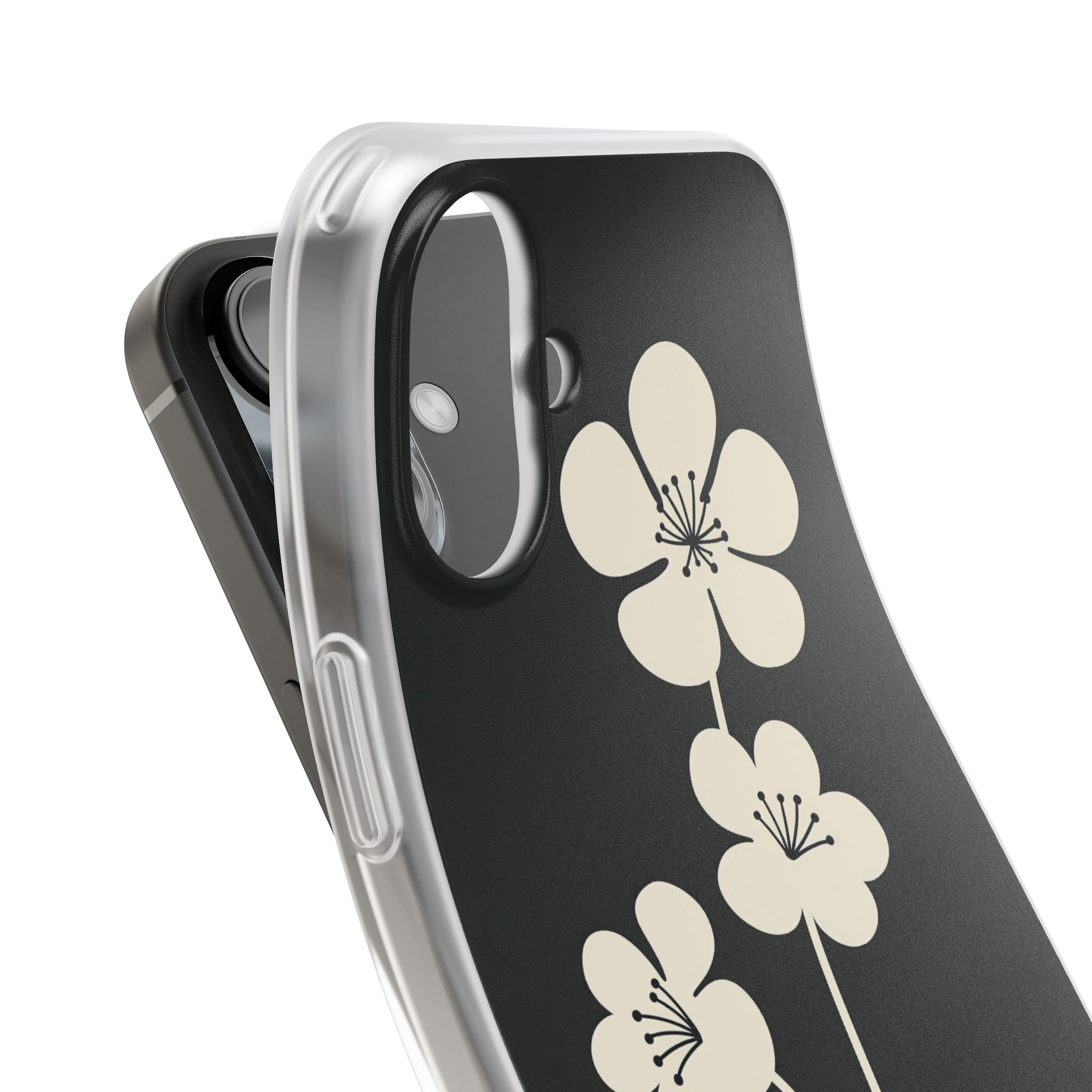 Black Lite Phone Case for iPhone - Obsidian Cream Bloom