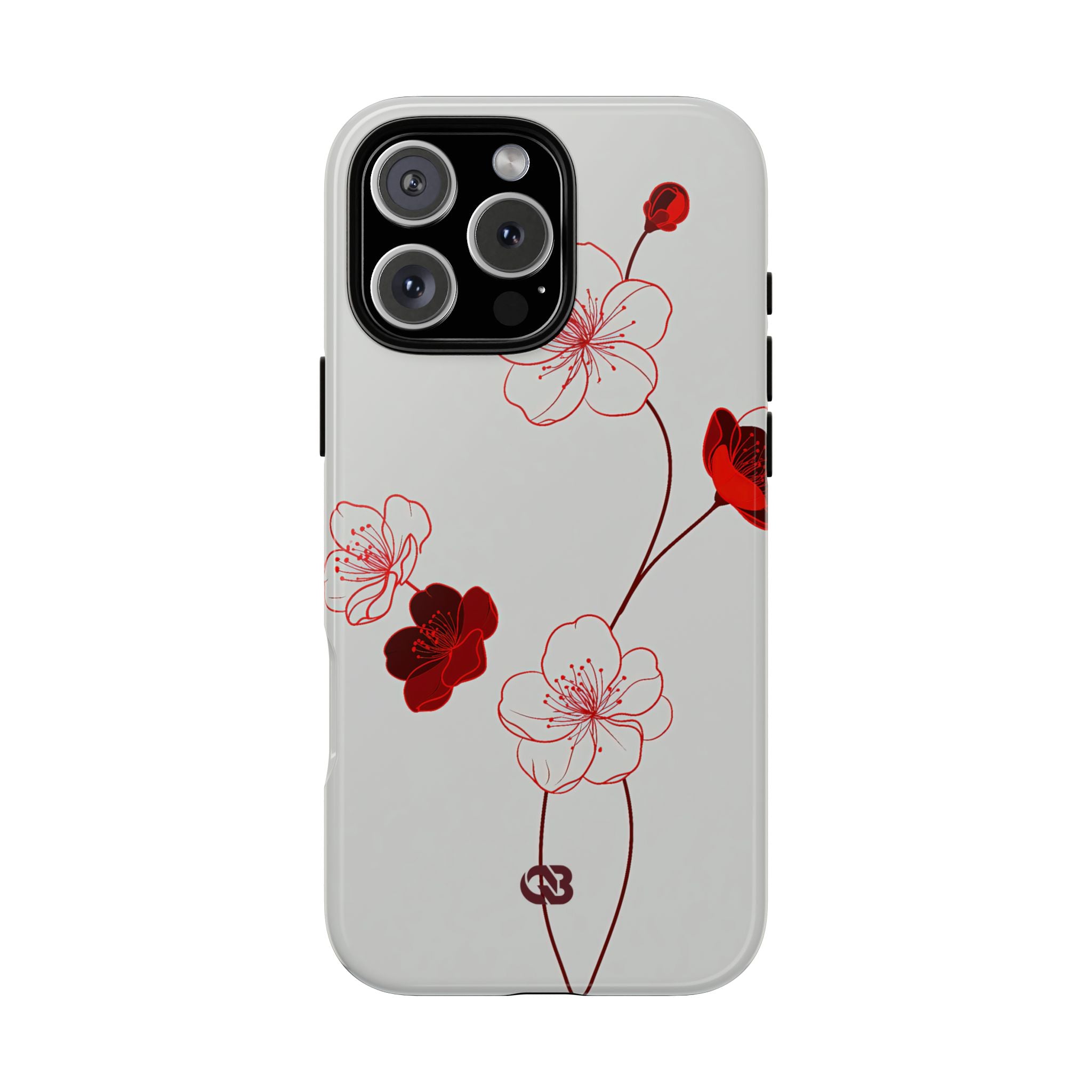 Red Tough Phone Case for iPhone - Kyoto Ember Bloom