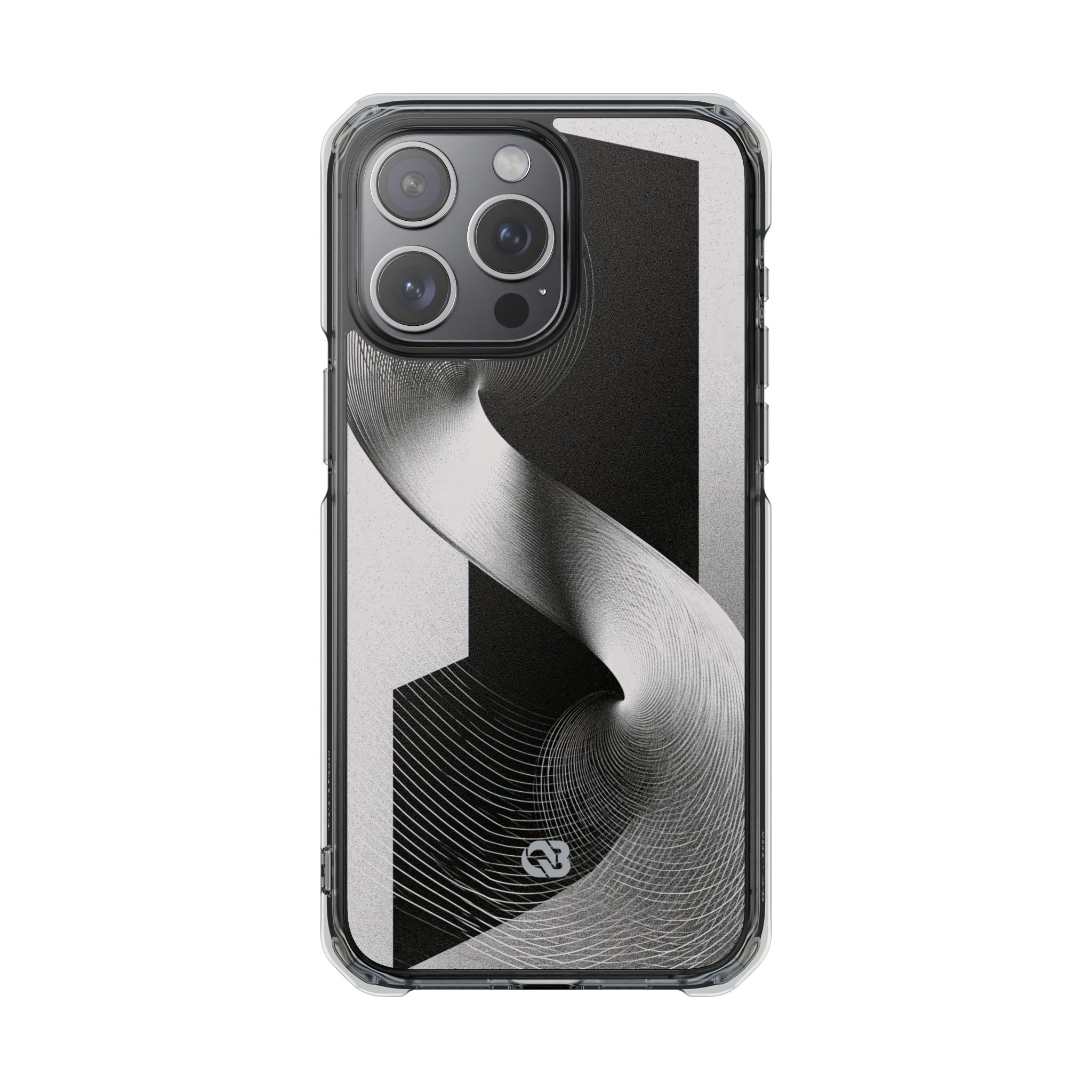 Grey Impact MagSafe Phone Case for iPhone - Obsidian Moiré Wave