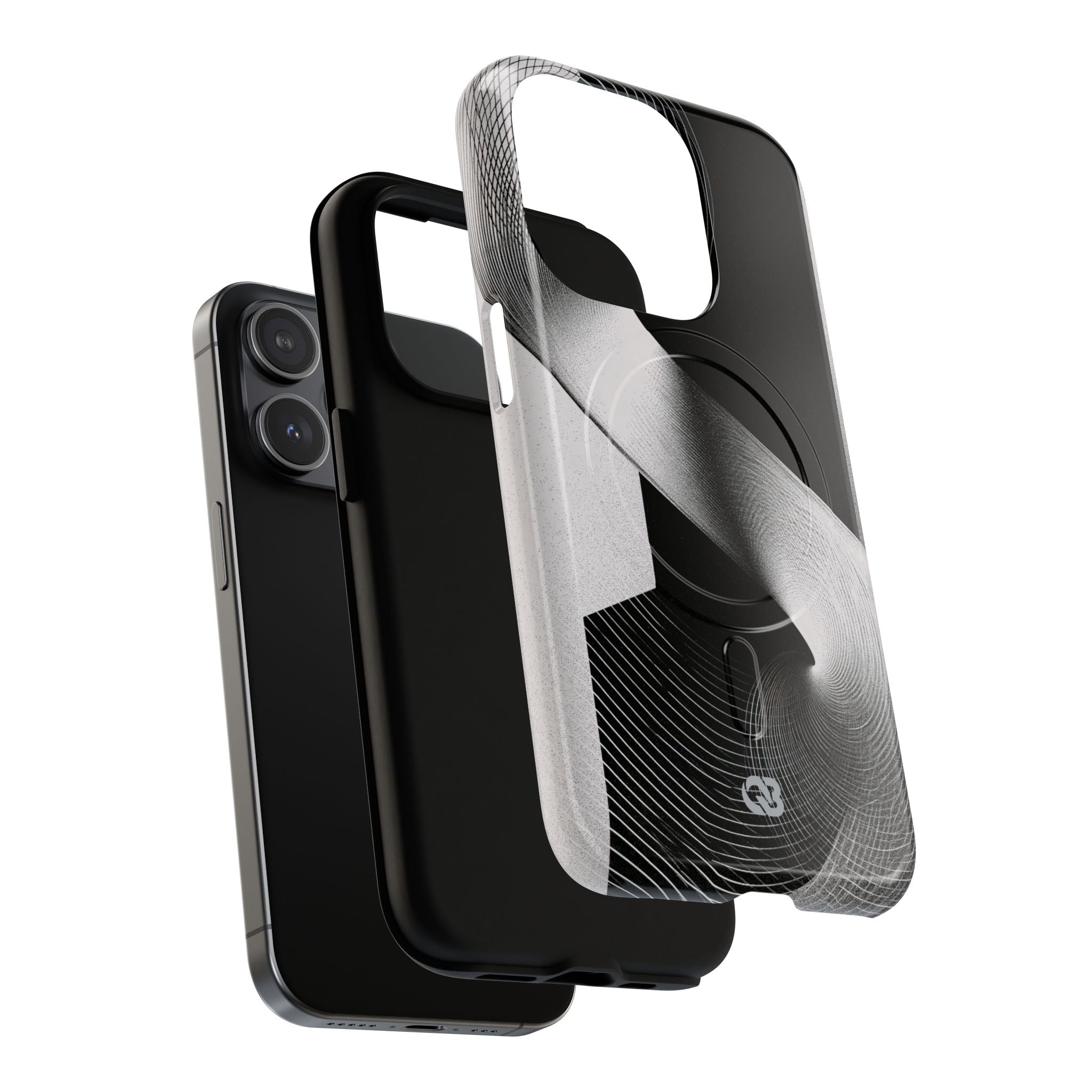 Grey Tough 2.0 Magsafe Phone Case for iPhone - Obsidian Moiré Wave