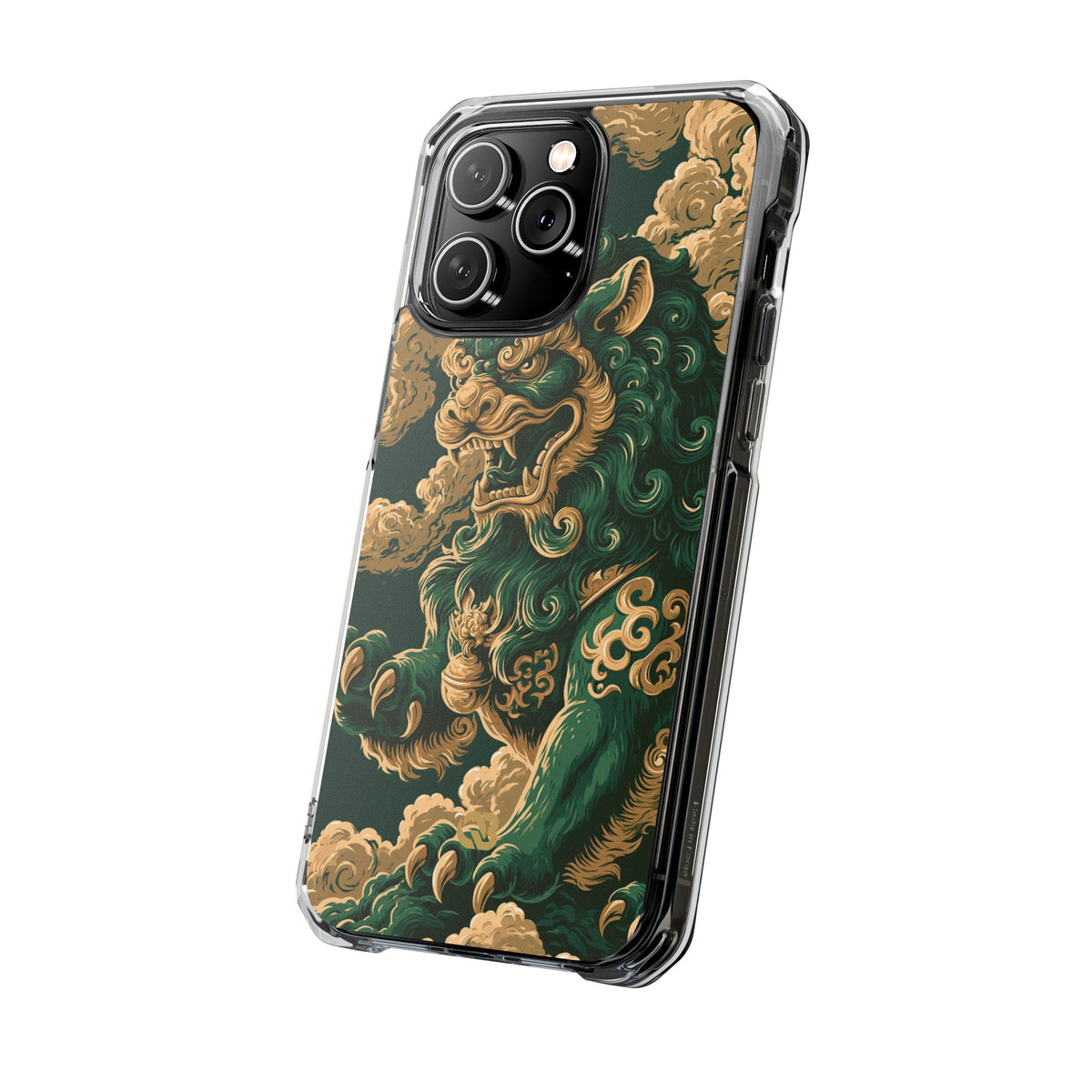 Imperial Guardian Lion · Clear Impact Magnetic Phone Case for iPhone · Green