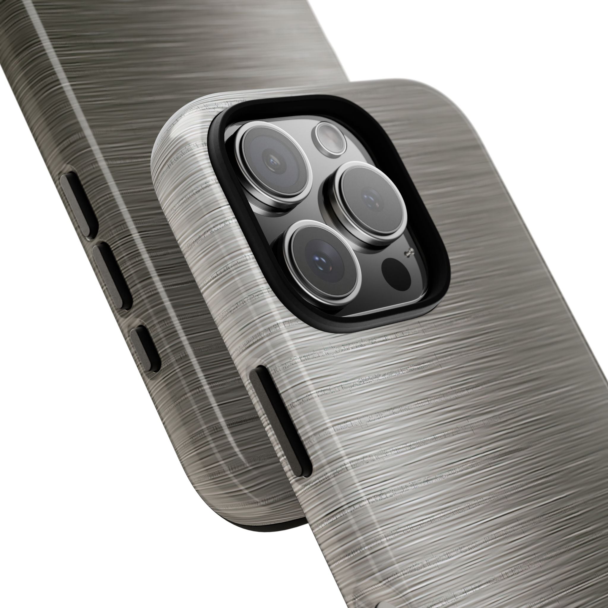 Grey Tough Phone Case for iPhone - Brushed Industrial Steel