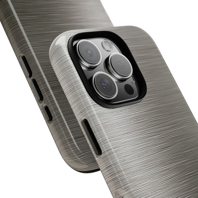 Grey Tough Phone Case for iPhone - Brushed Industrial Steel