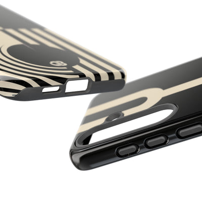 Black Tough Phone Case for Samsung - Ivory Signal Grid