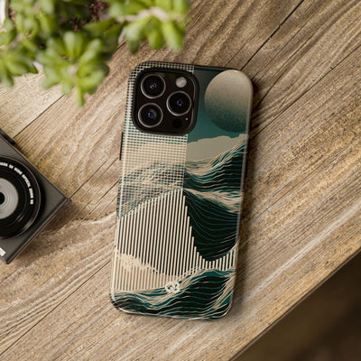Green Tough Phone Case for iPhone - Lunar Moss Topography