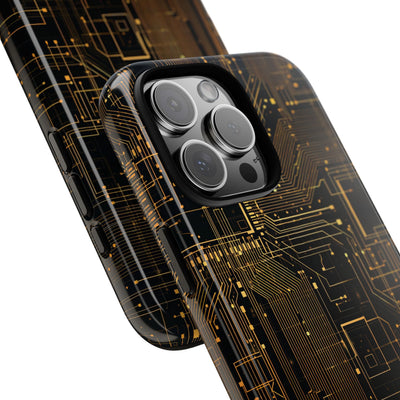 Gold Tough Phone Case for iPhone - Amber Core Mainframe