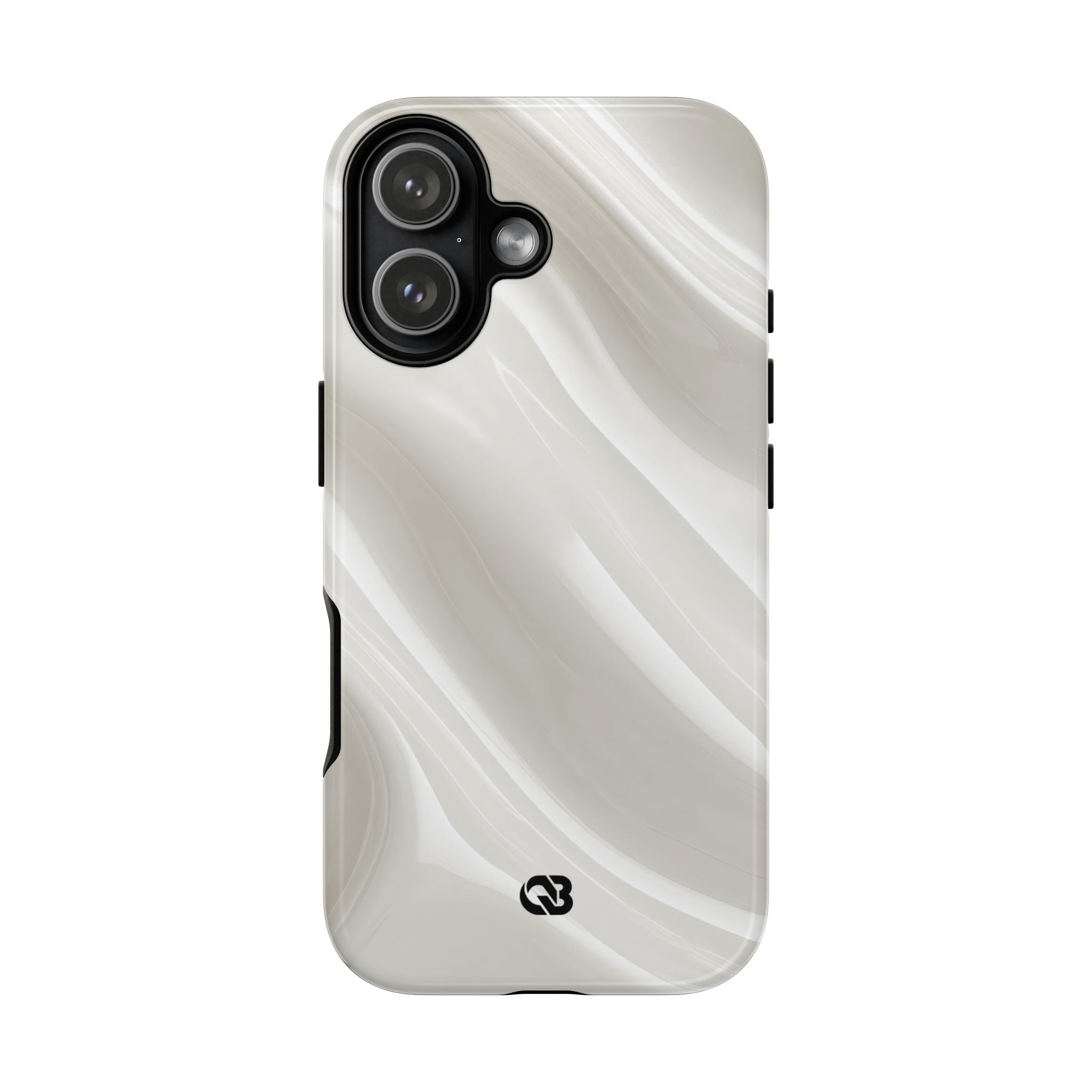 White Tough Phone Case for iPhone - Polished Ivory Wave