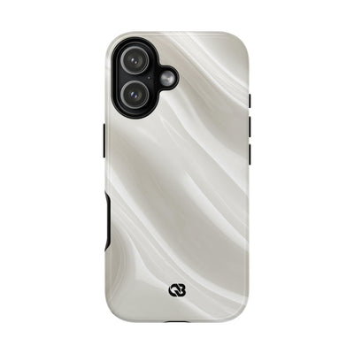 White Tough Phone Case for iPhone - Polished Ivory Wave