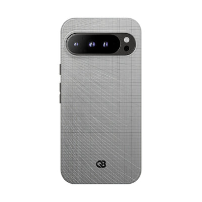 Grey Tough Phone Case for Google Pixel - Chrome Mesh Warp