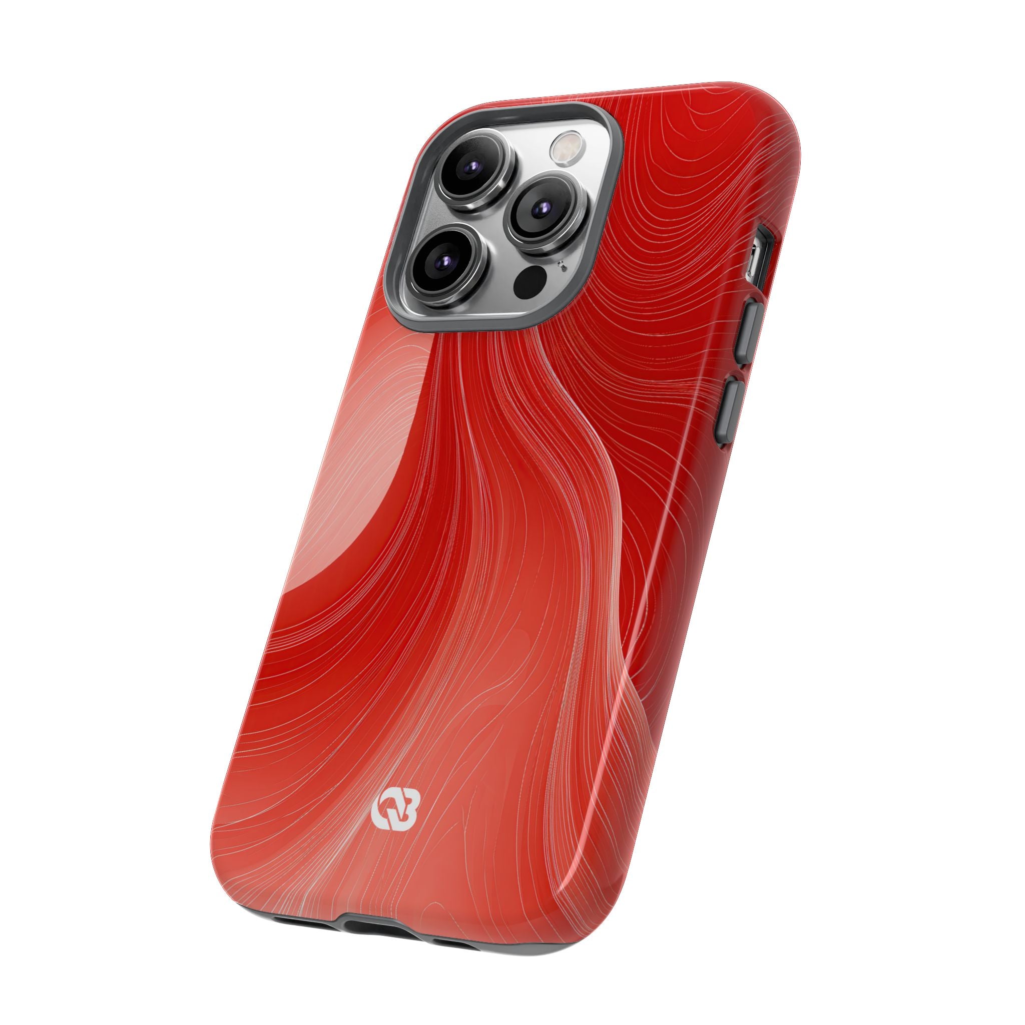 Red Tough Phone Case for iPhone - Crimson Silk Strands