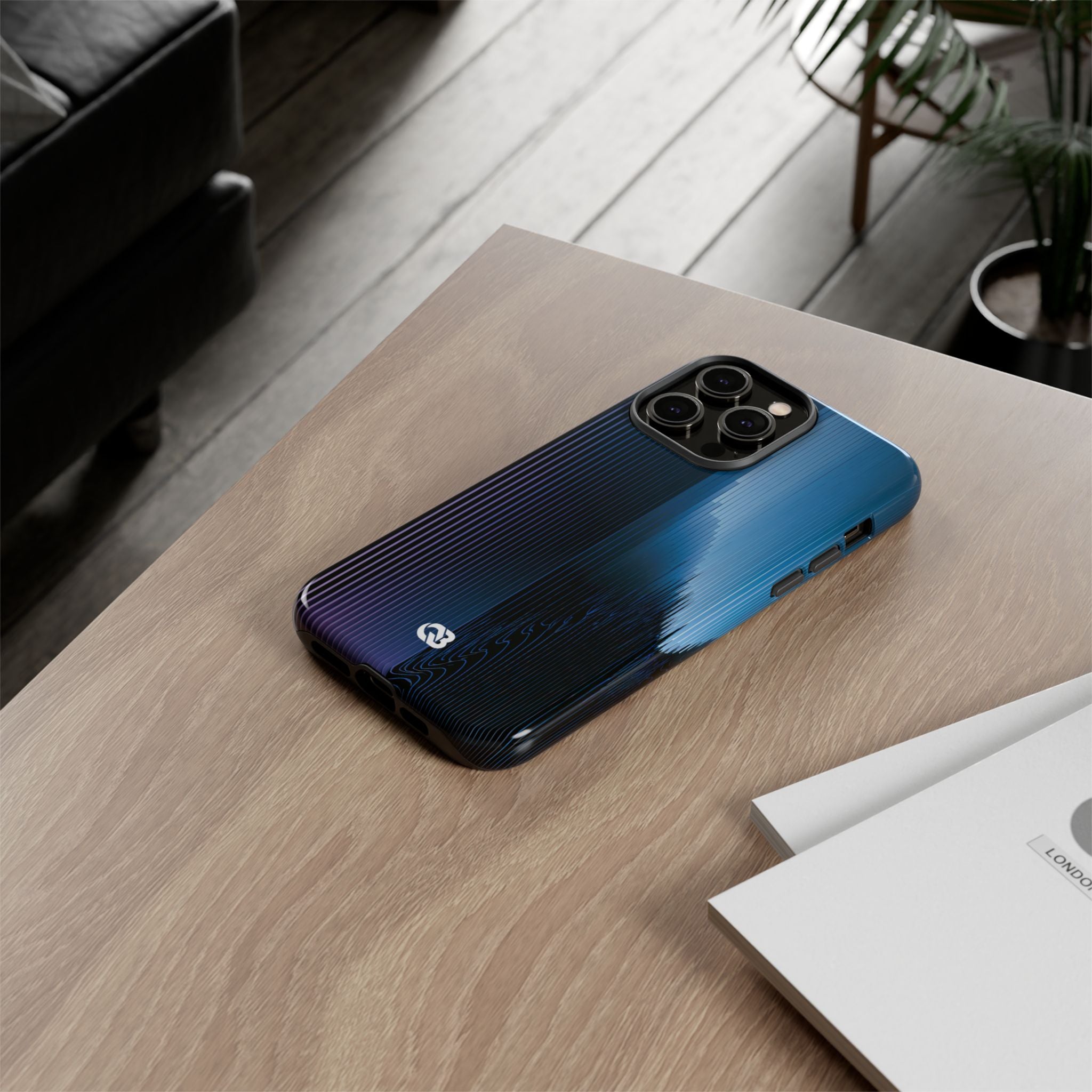 Blue Tough Phone Case for iPhone - Indigo Distortion Wave