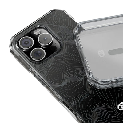 Black Impact MagSafe Phone Case for iPhone - Obsidian Topo Wireframe