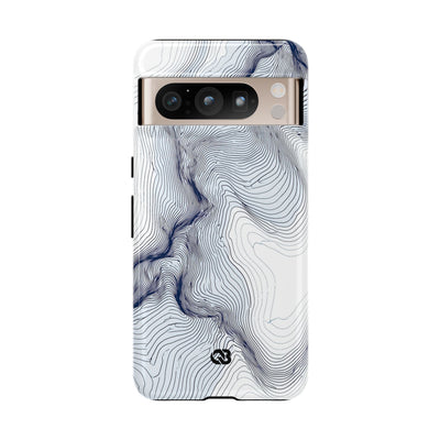White Tough Phone Case for Google Pixel - Nordic Ridge Topo