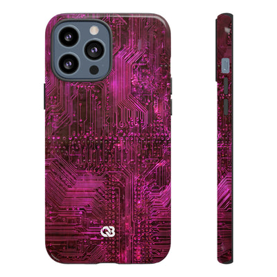 Magenta Circuit Trace · Tough Phone Case for iPhone · Pink