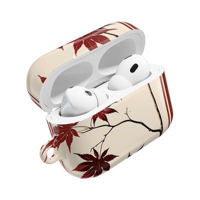 Crimson Maple Branch · Hard Case for AirPods & AirPods Pro · Beige